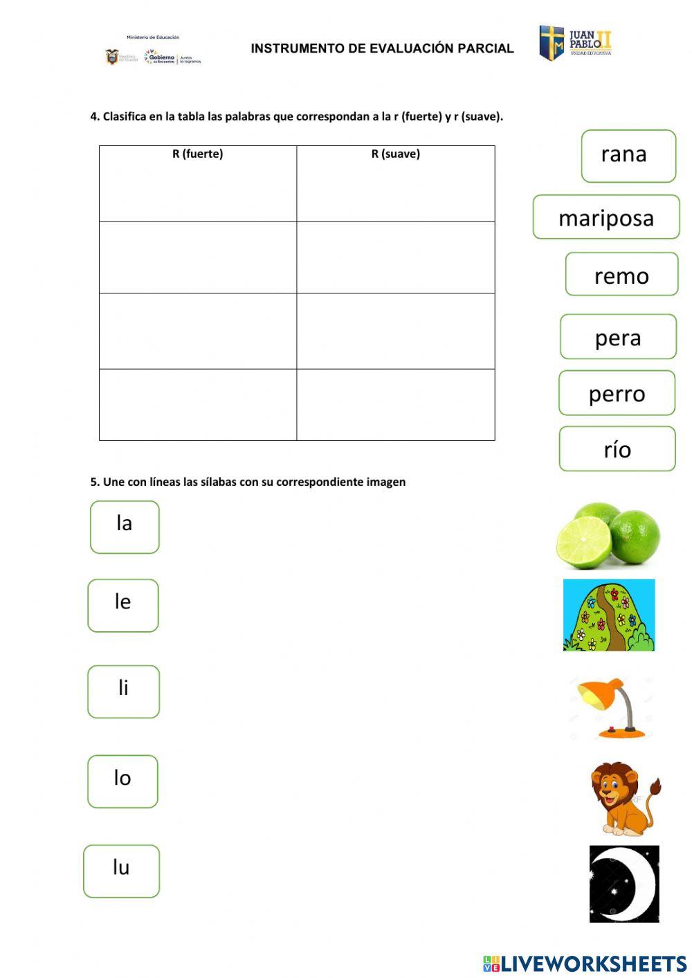 Evaluación de lengua y literatura