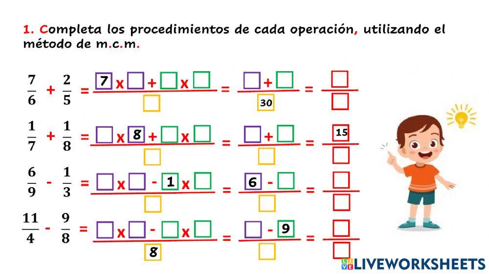 Operaciones con fracciones