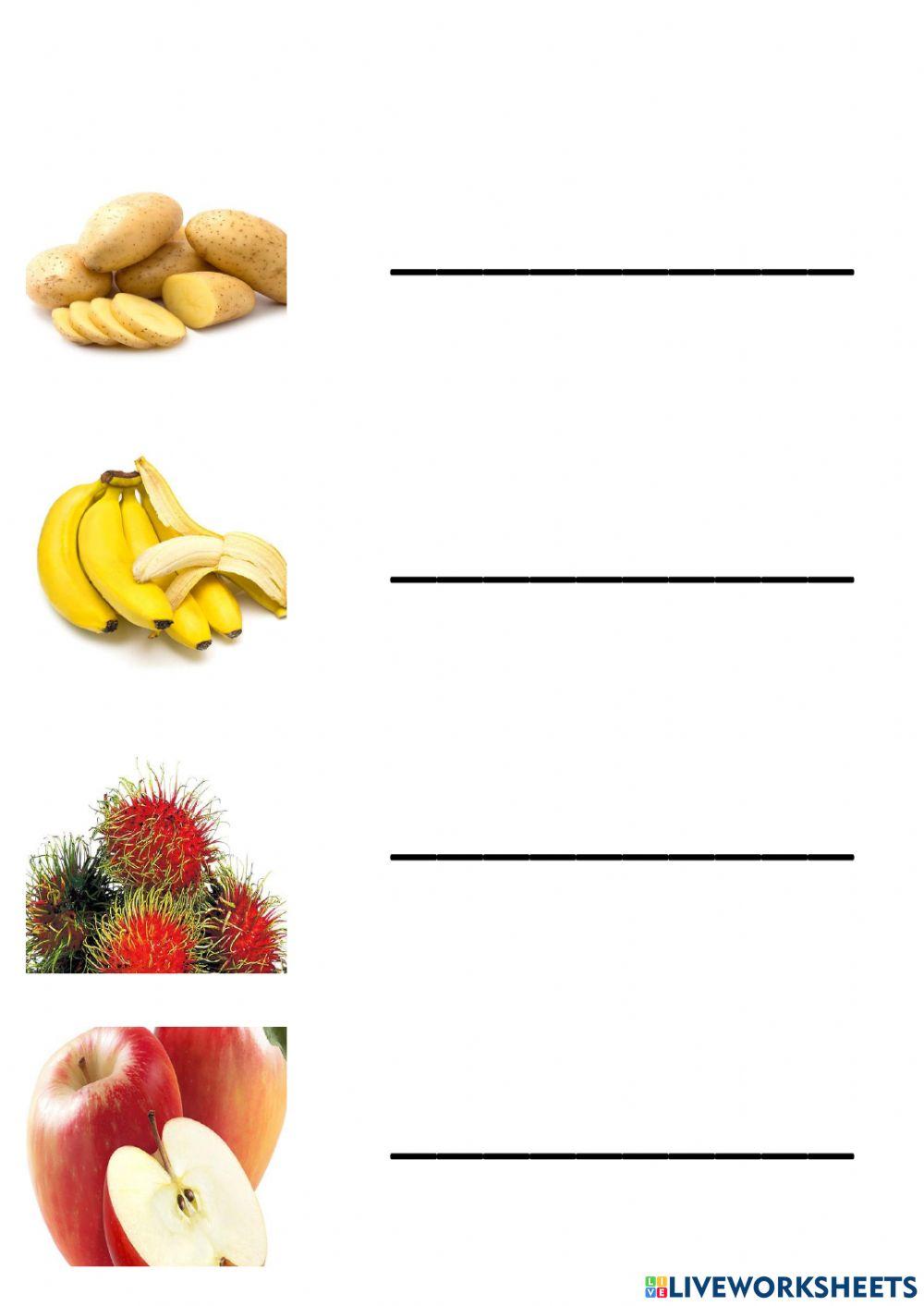 Write the vegetable&fruit words