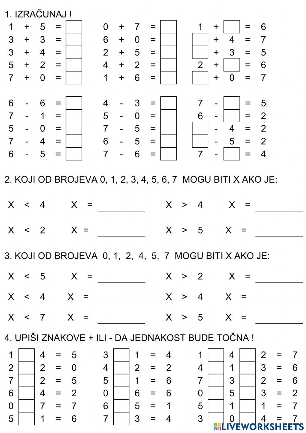 Zbrajanje i oduzimanje brojeva