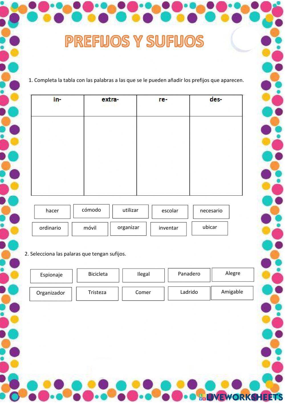 Prefijo Y Sufijo Interactive Worksheet Live Worksheets – NBKomputer