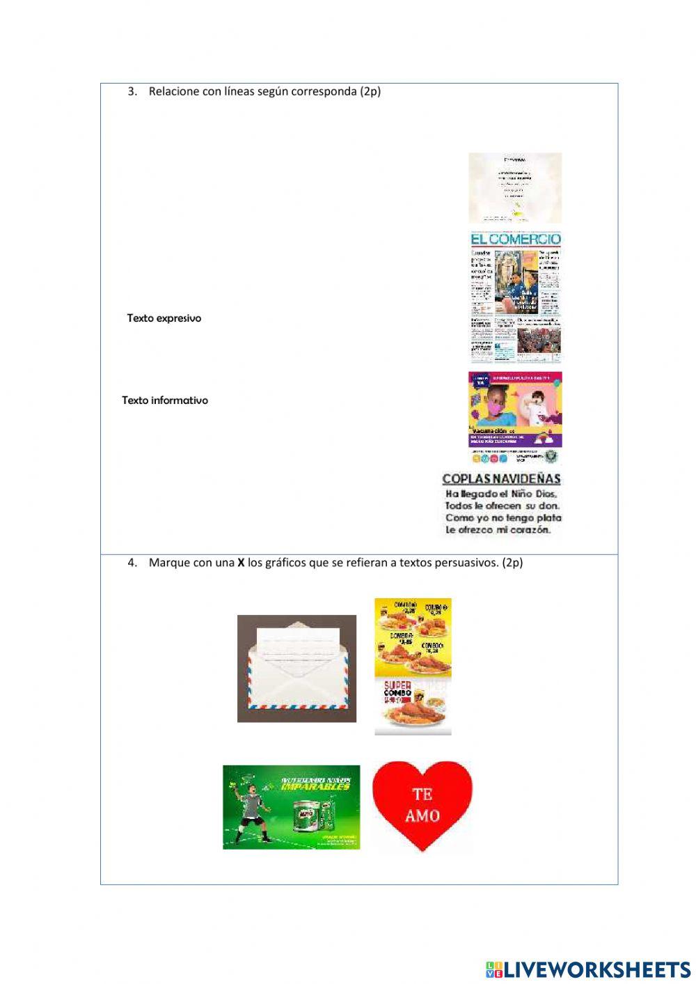 Examen quimestral lengua y literatura