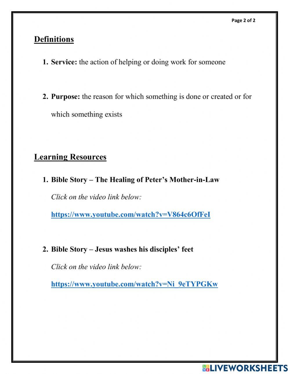 Serving Others Content Notes