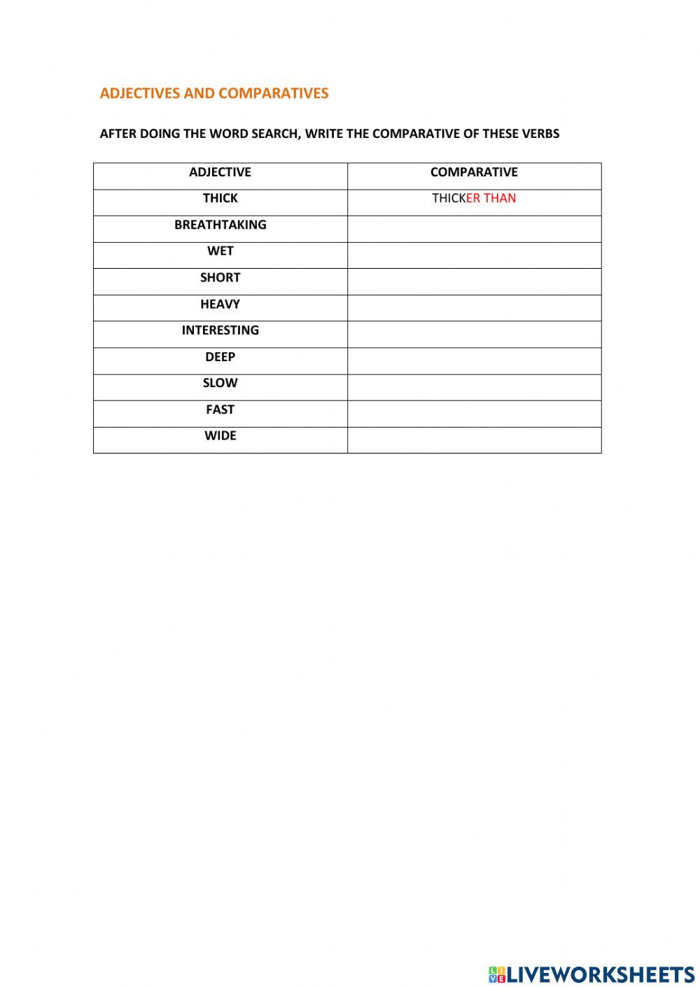Adjectives and comparatives