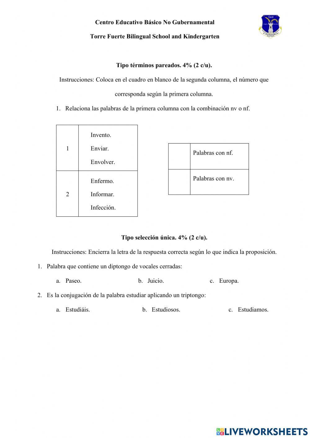 Examen de Ortografía 3°