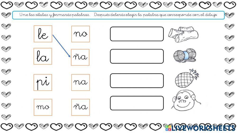 Juego n  y ñ para unir con flechas