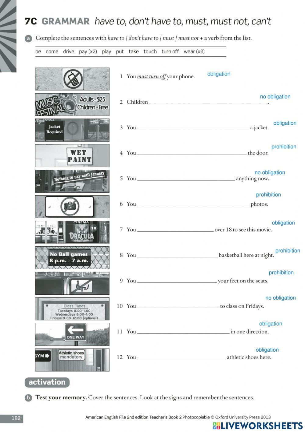 A2+ Grammar 7C online exercise for | Live Worksheets