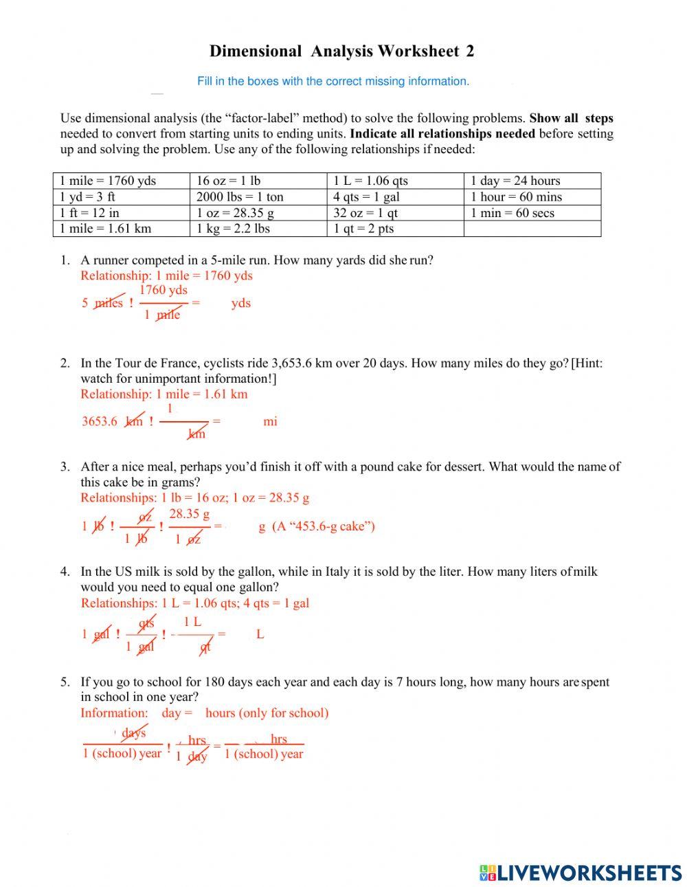 Dimensional Analysis Practice worksheet | Live Worksheets dimensional-analysis-practice-worksheet-live-worksheets