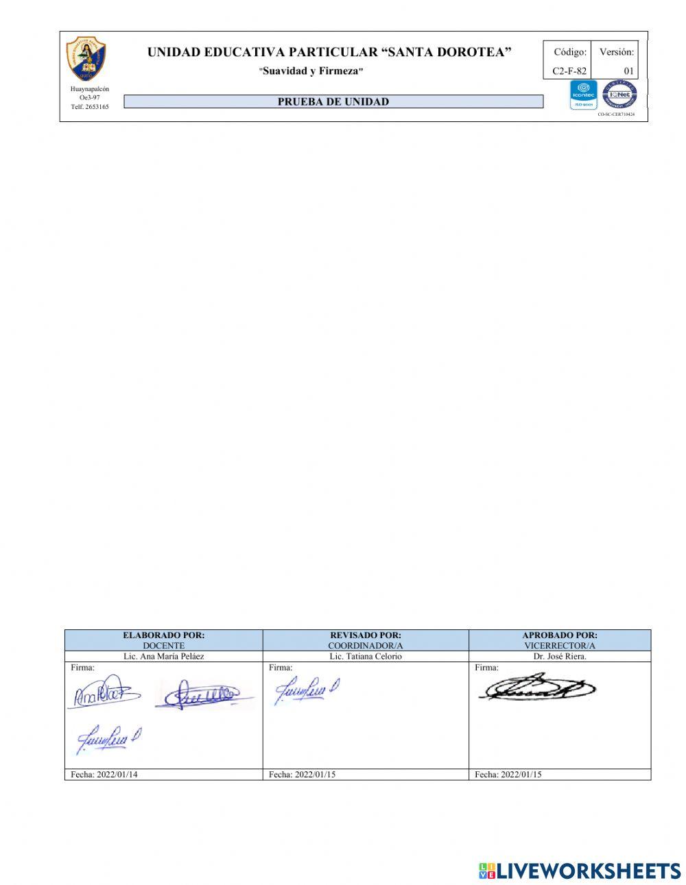 Evaluación de Lengua