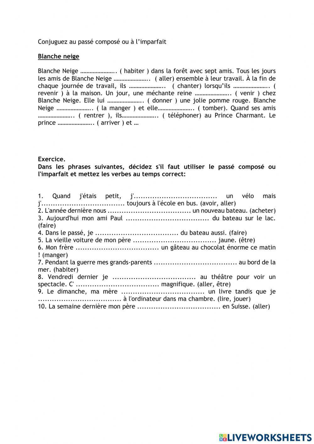 L'imparfait et le passé composé