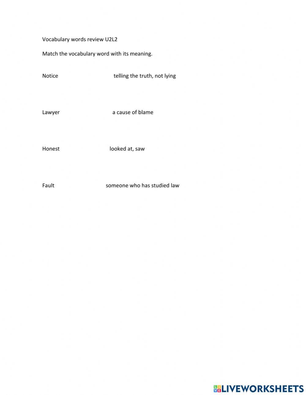 Vocabulary practice u3L5