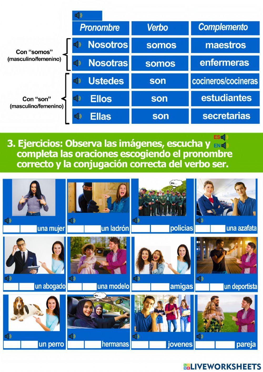 Verbo ser en tiempo presente