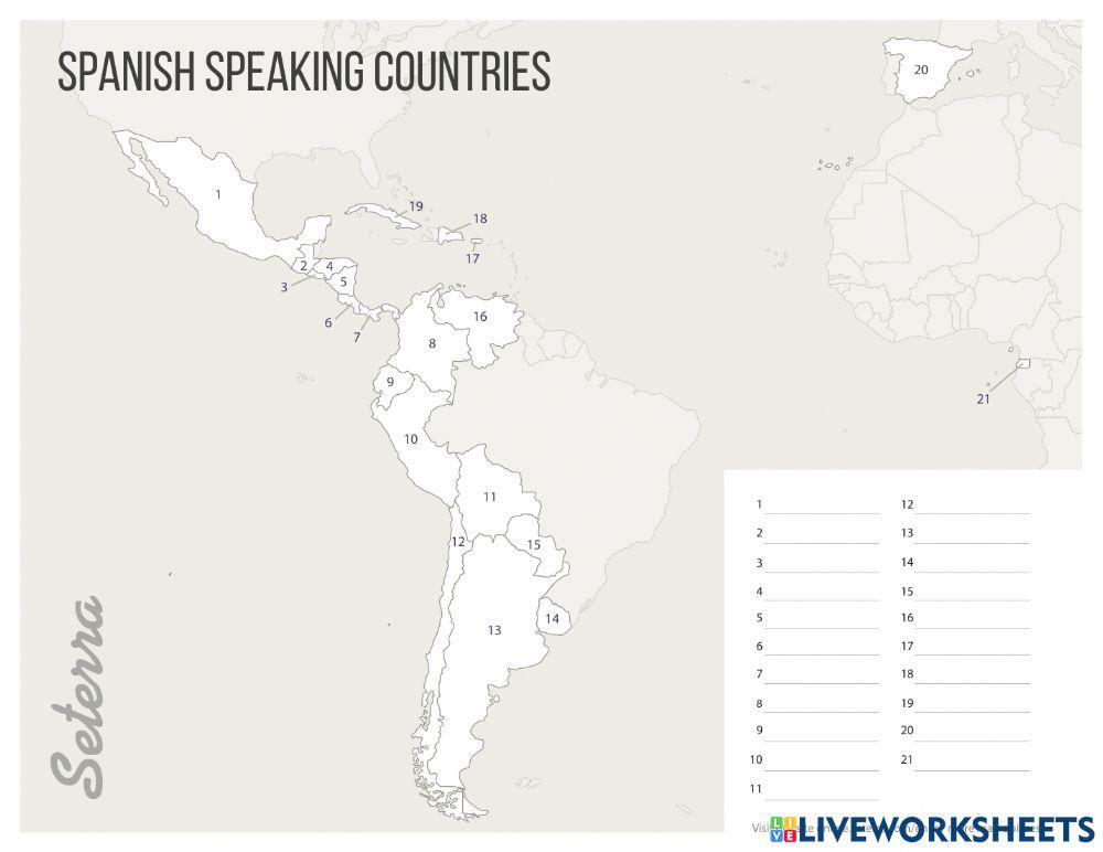 IDENTIFY THE SPANISH SPEAKING COUNTRIES