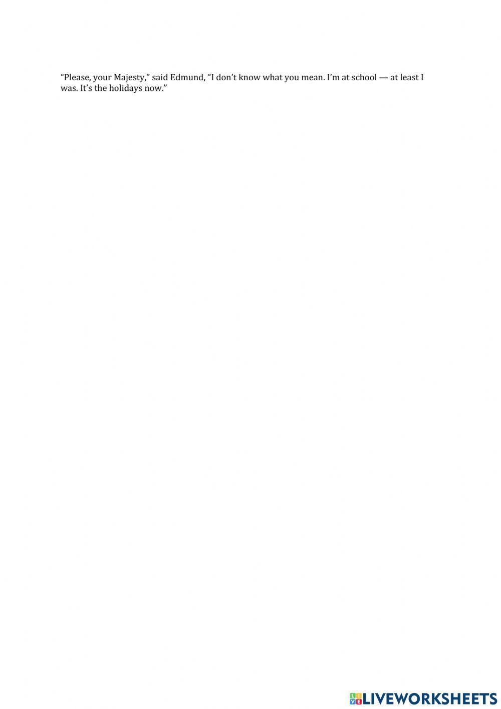 The Lion The Witch and the Wardobe Chapter 3 questions