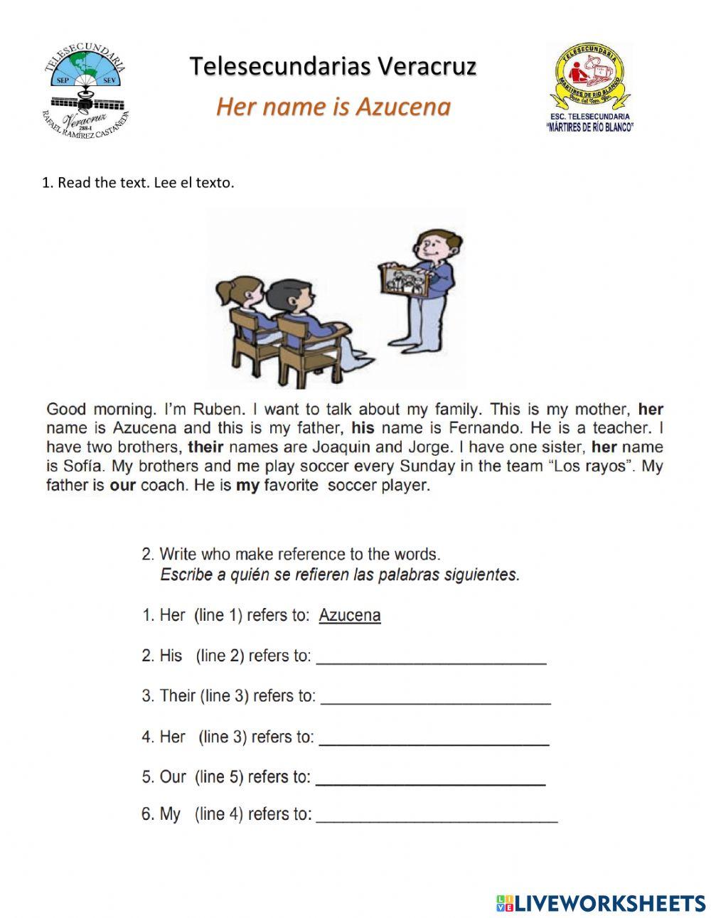 Possesive adjetives AND FAMILY TREE