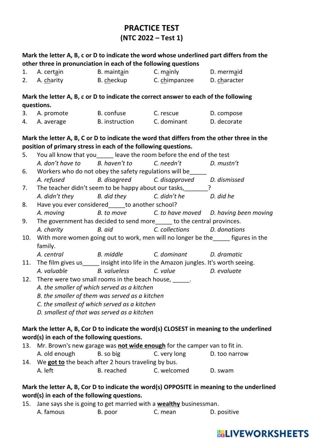 E9 - NTC 2022 - Đề 1