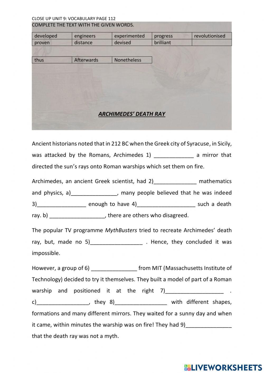 Close up Unit 9 Vocabulary