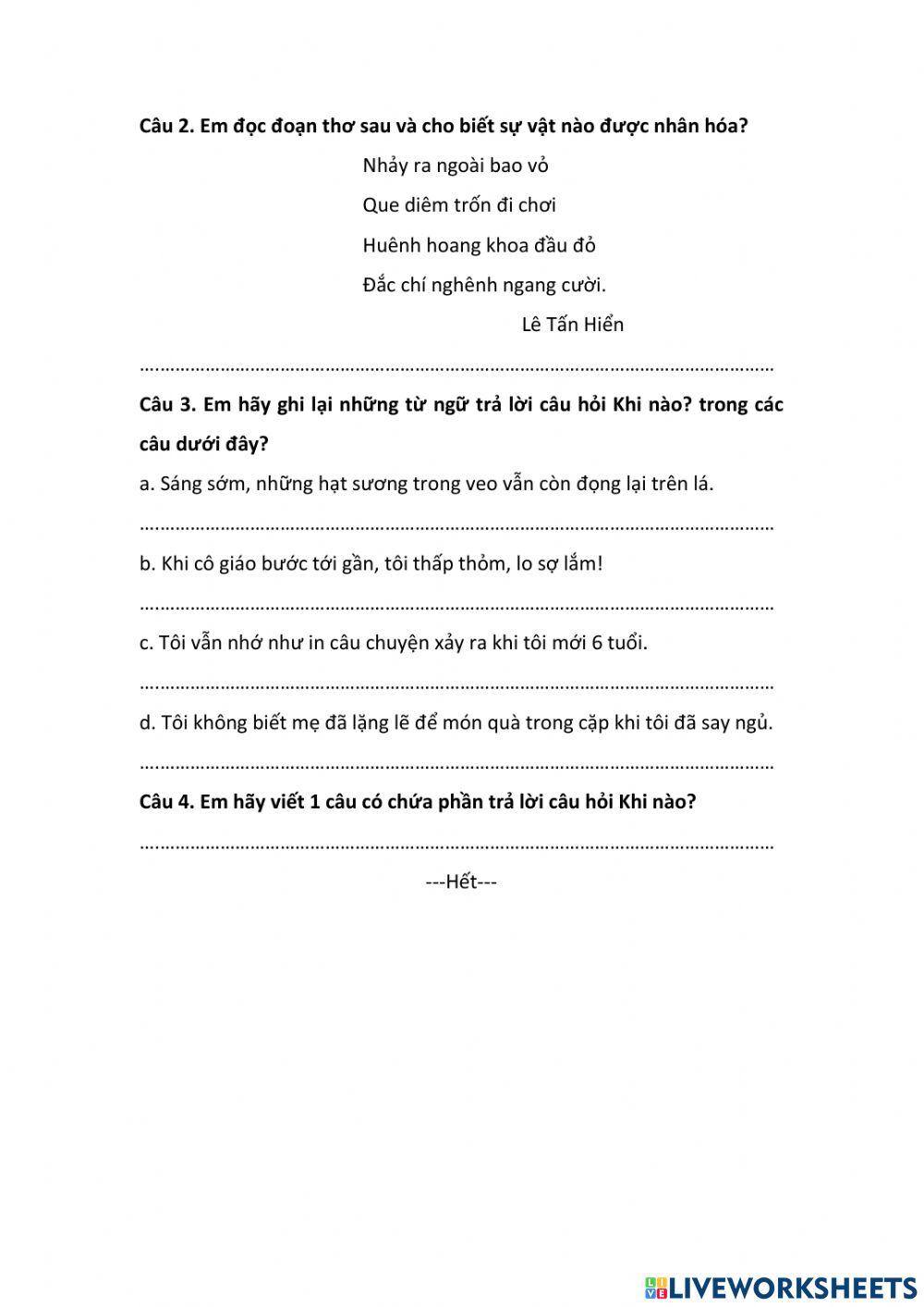 Đọc hiểu tuần 19