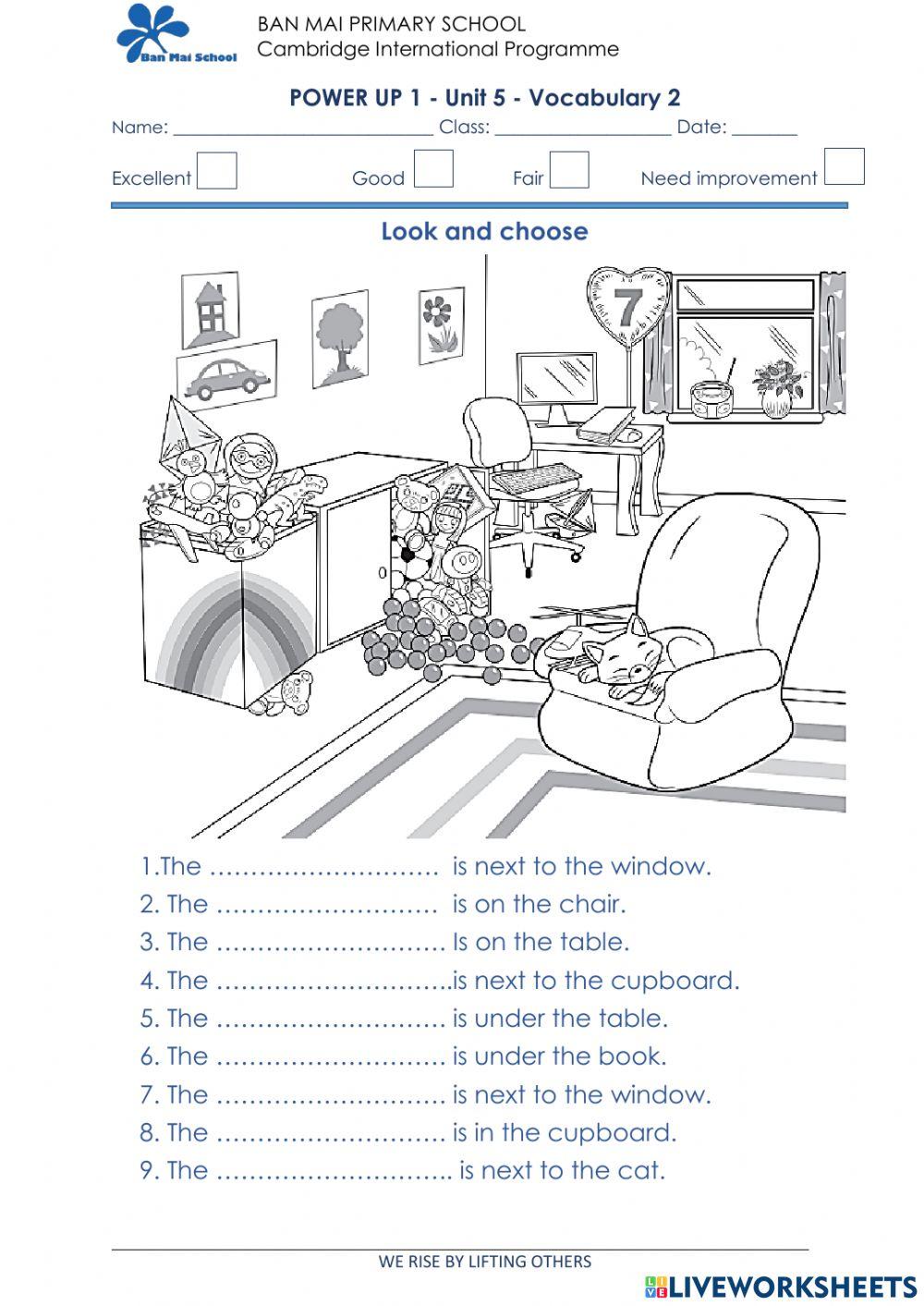 Power up 1 unit 5 vocabulary 2 online exercise for live worksheets