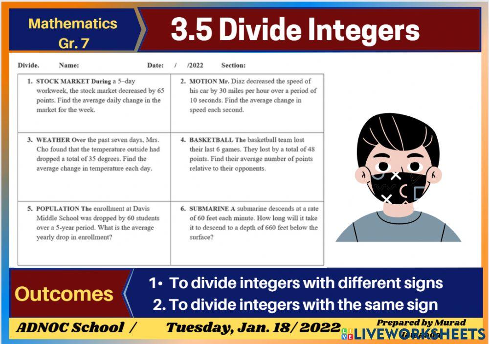 Divide integers word problem