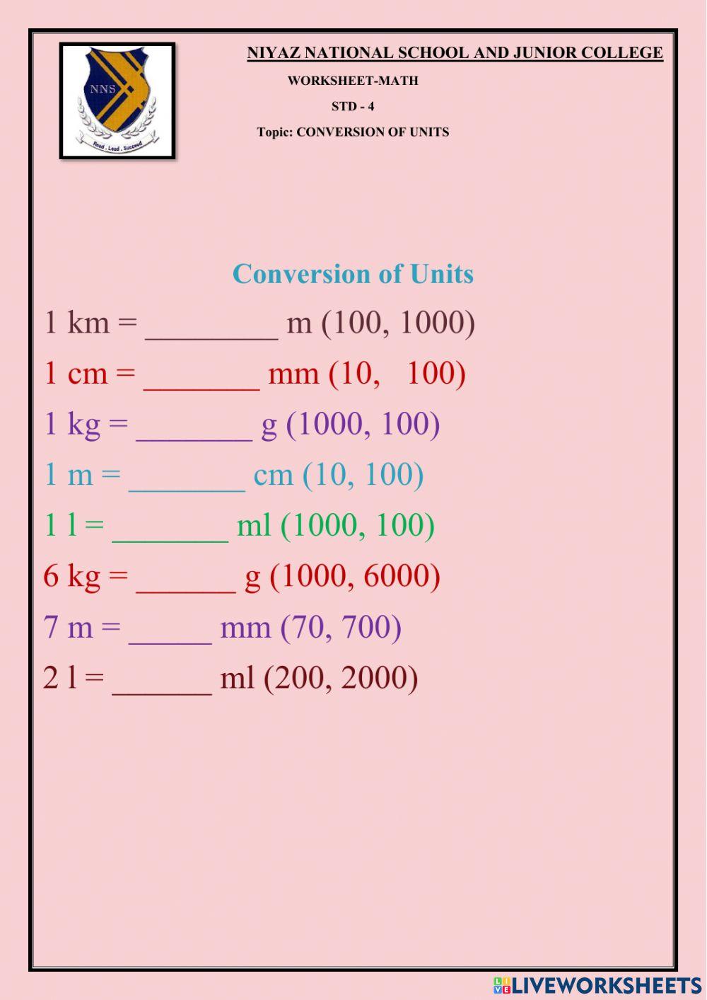 Conversion of units