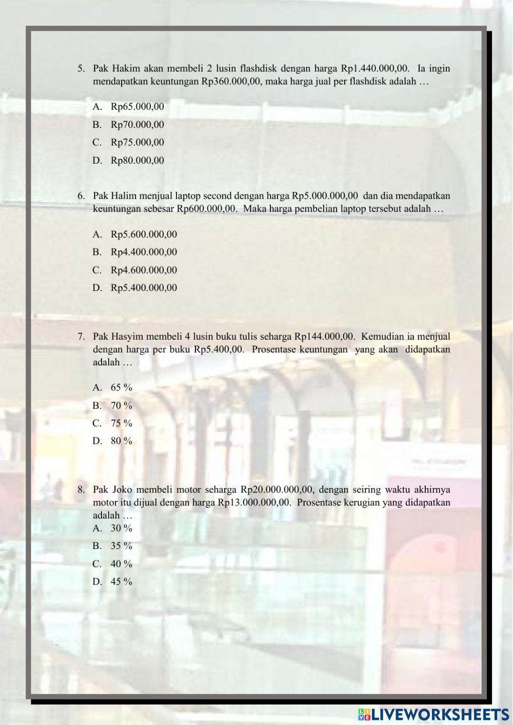ARITMATIKA SOSIAL Latihan 1