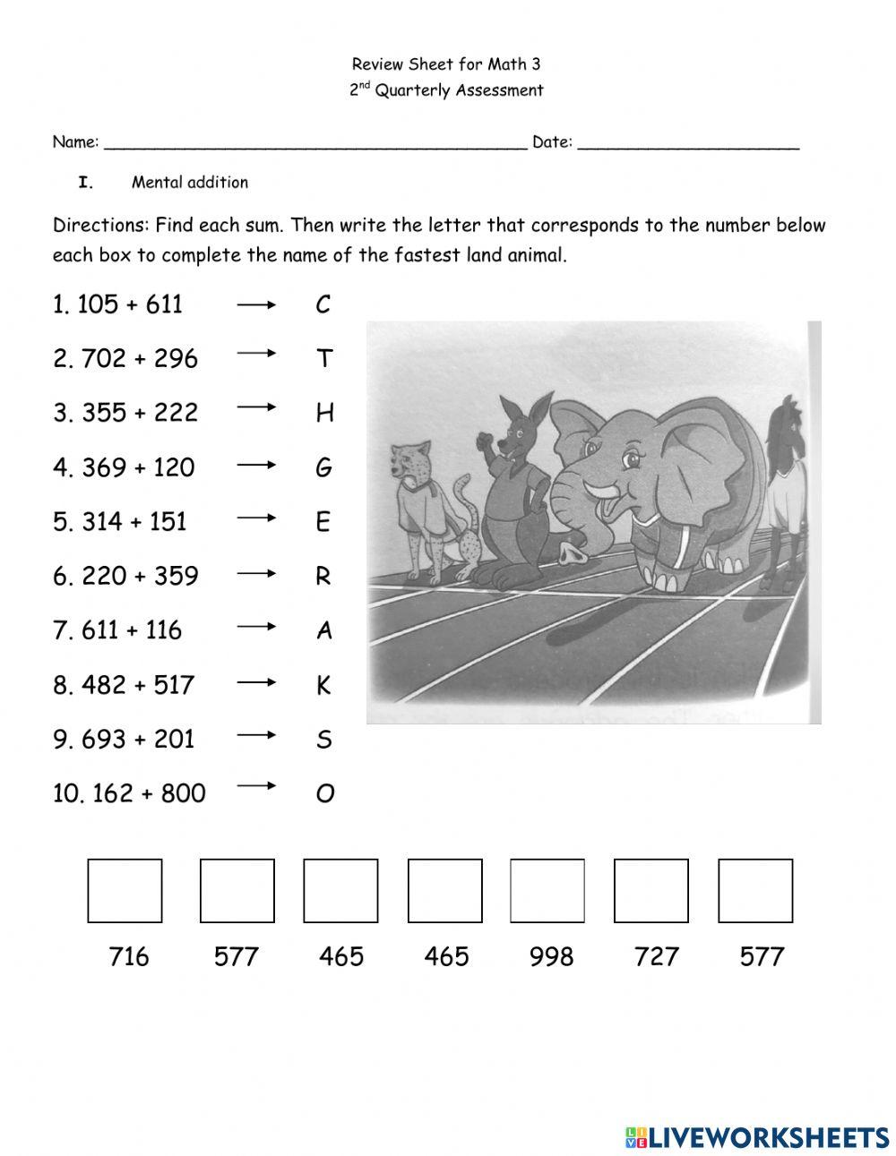 Review Math 3 interactive worksheet | Live Worksheets