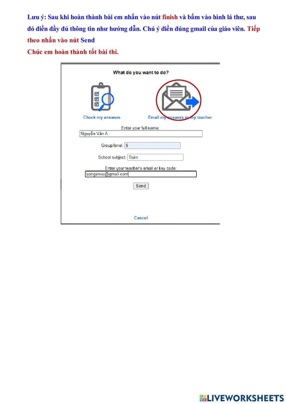 Bài kiểm tra cuối kì 1 lớp 2