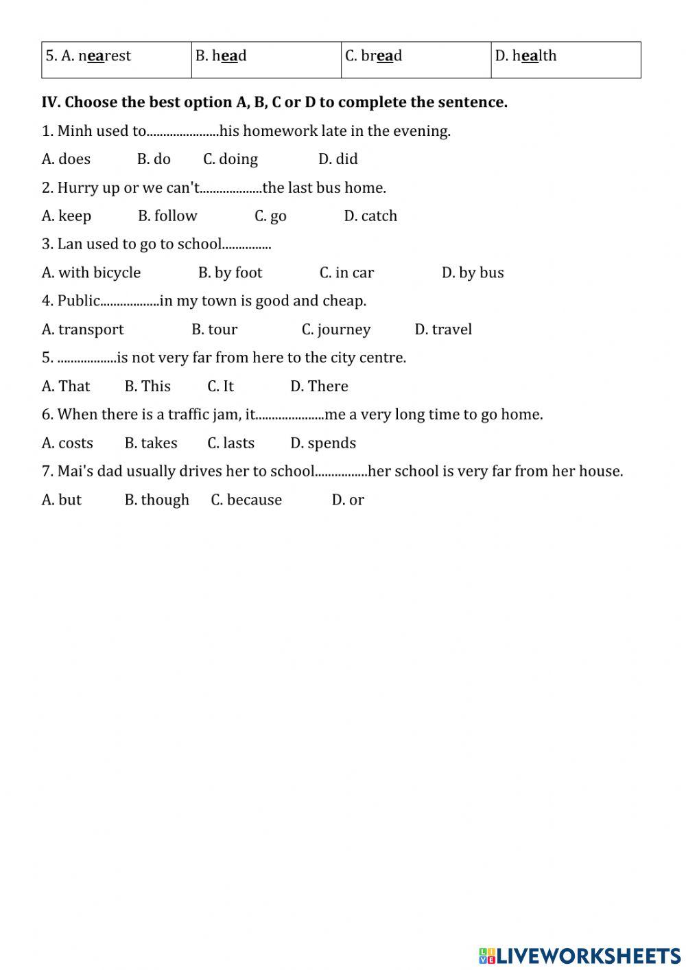 Grade 7 - monthly test 1