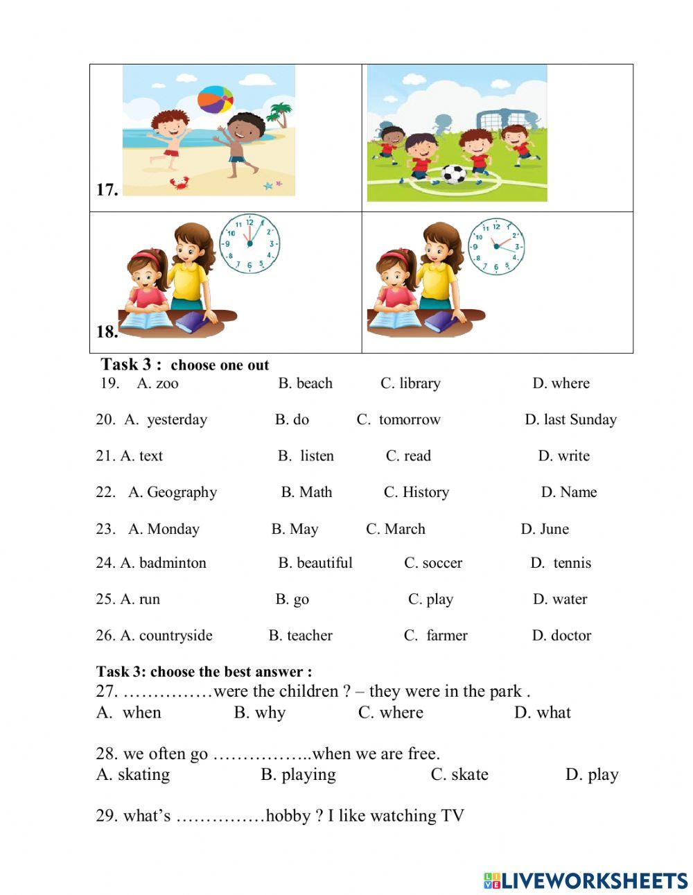 English test 1 grade 4