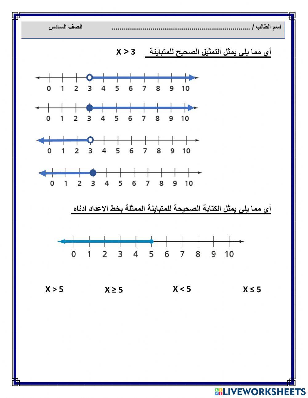 حل المتباينات