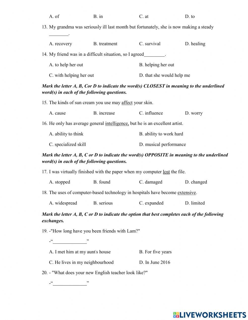 Thi lop 10 - PRACTICE TEST 10