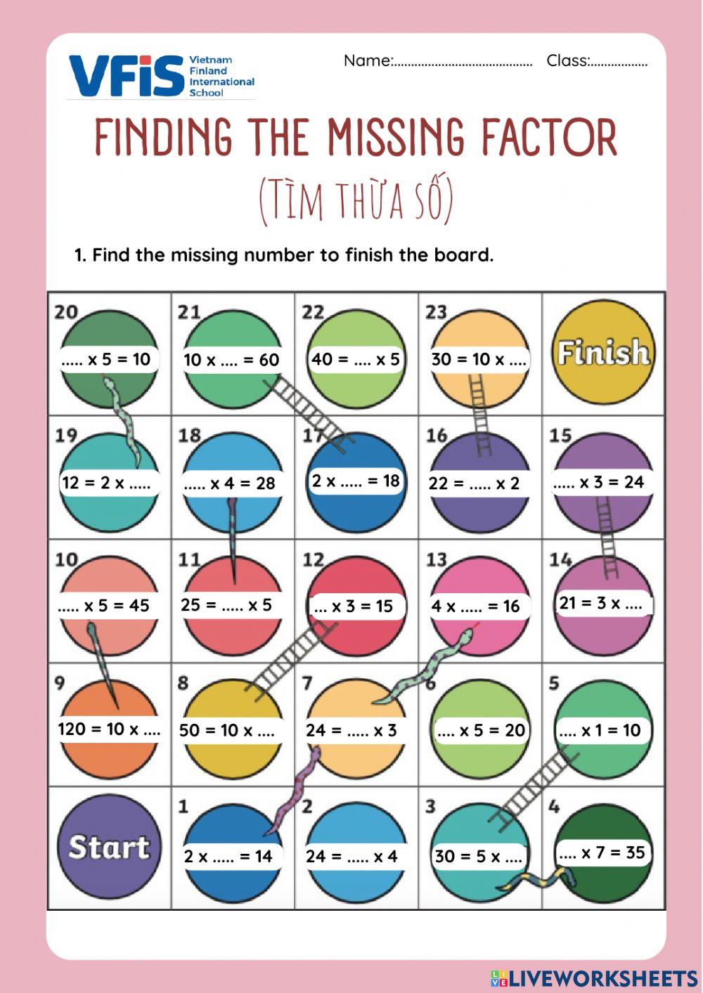 Write A Division Equation To Find The Missing Factor 3rd