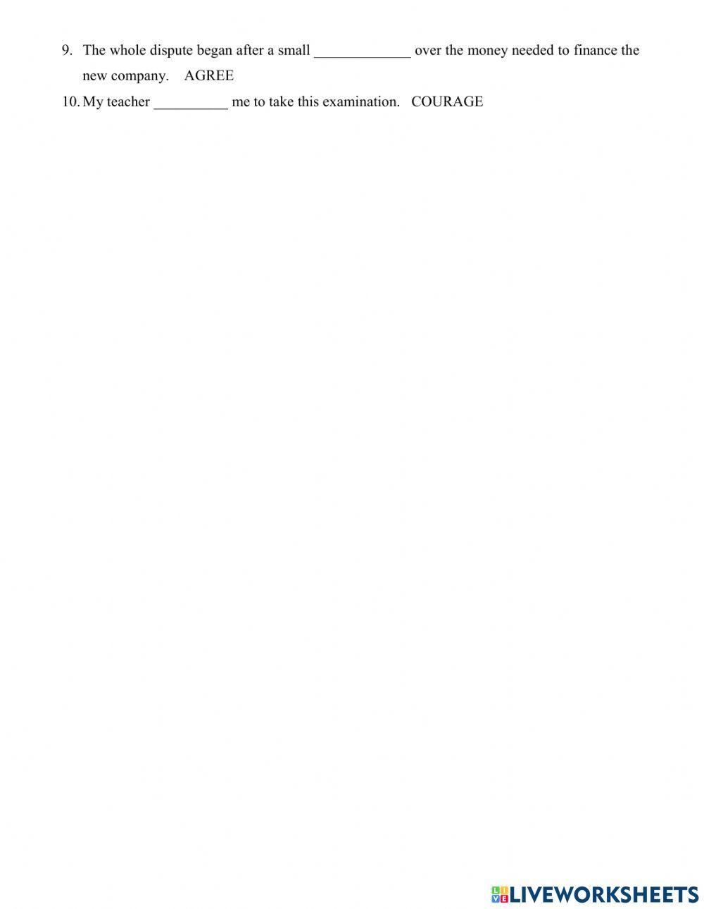 Word form 9 - unit 10 (1)