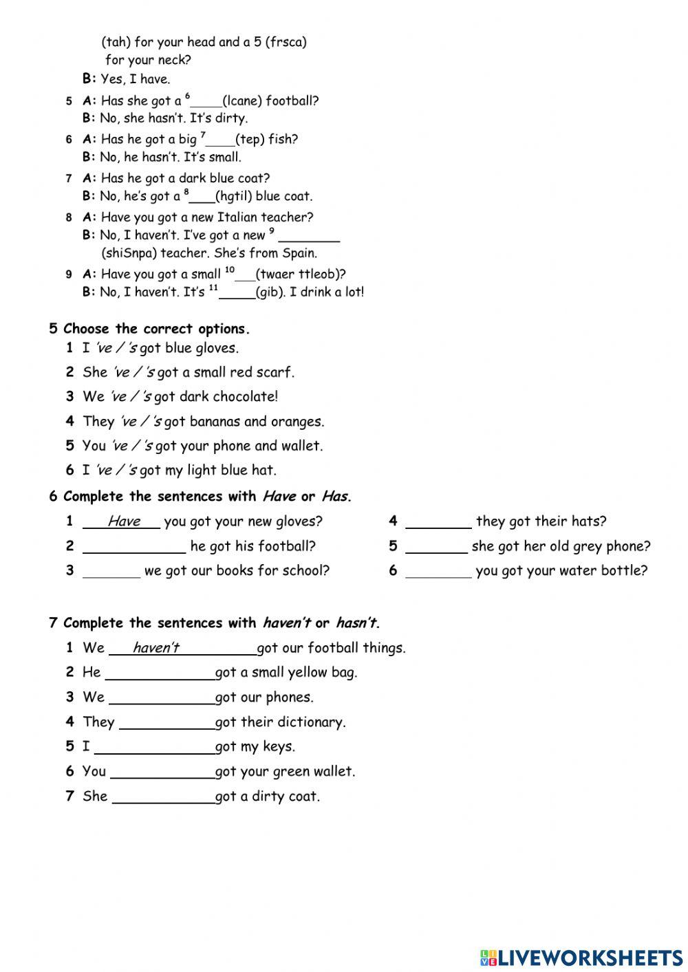 Grammar and vocabulary, unit 4, PREPARE A1