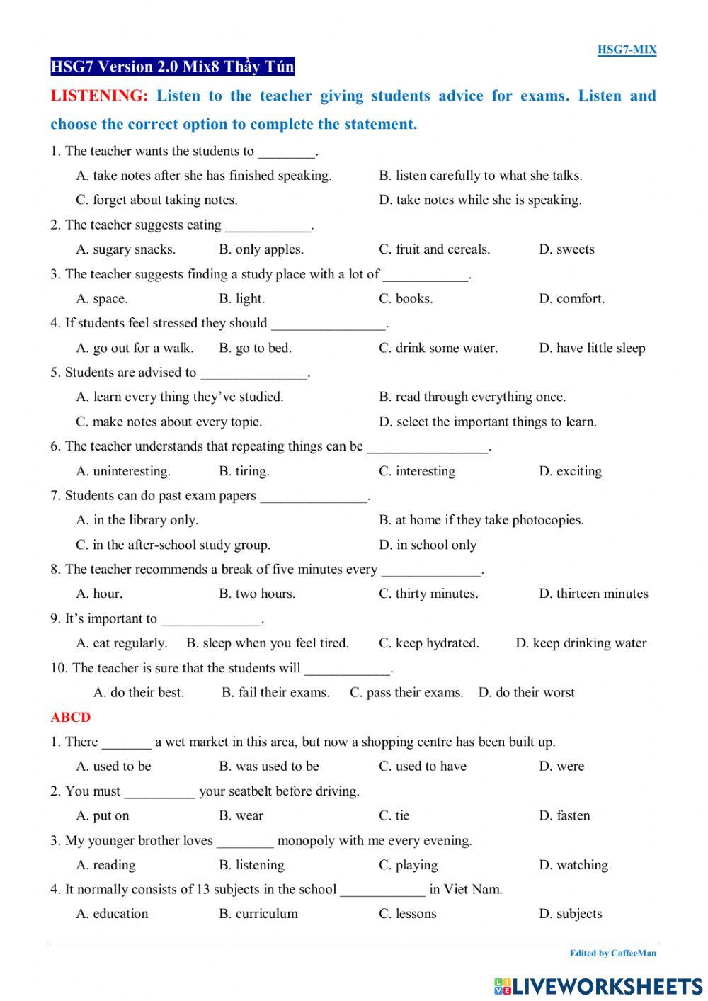 Pratice test for grade 7