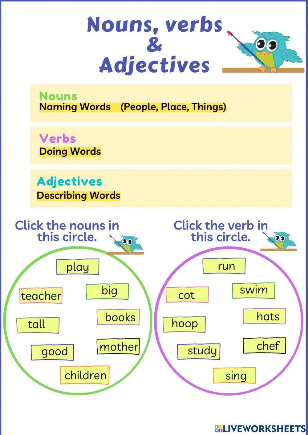 Nouns, Verbs & Adjectives