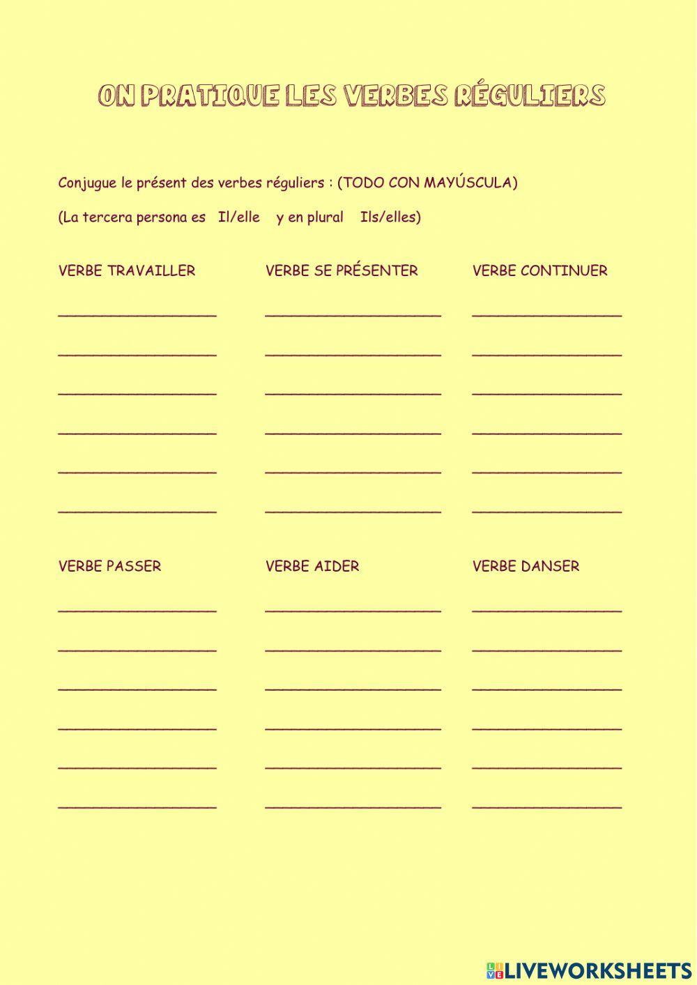 Présent verbes en er