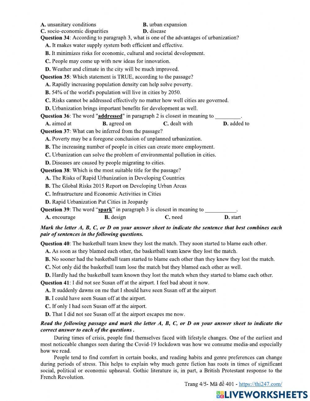 Mock test - Liên trường Nghệ An