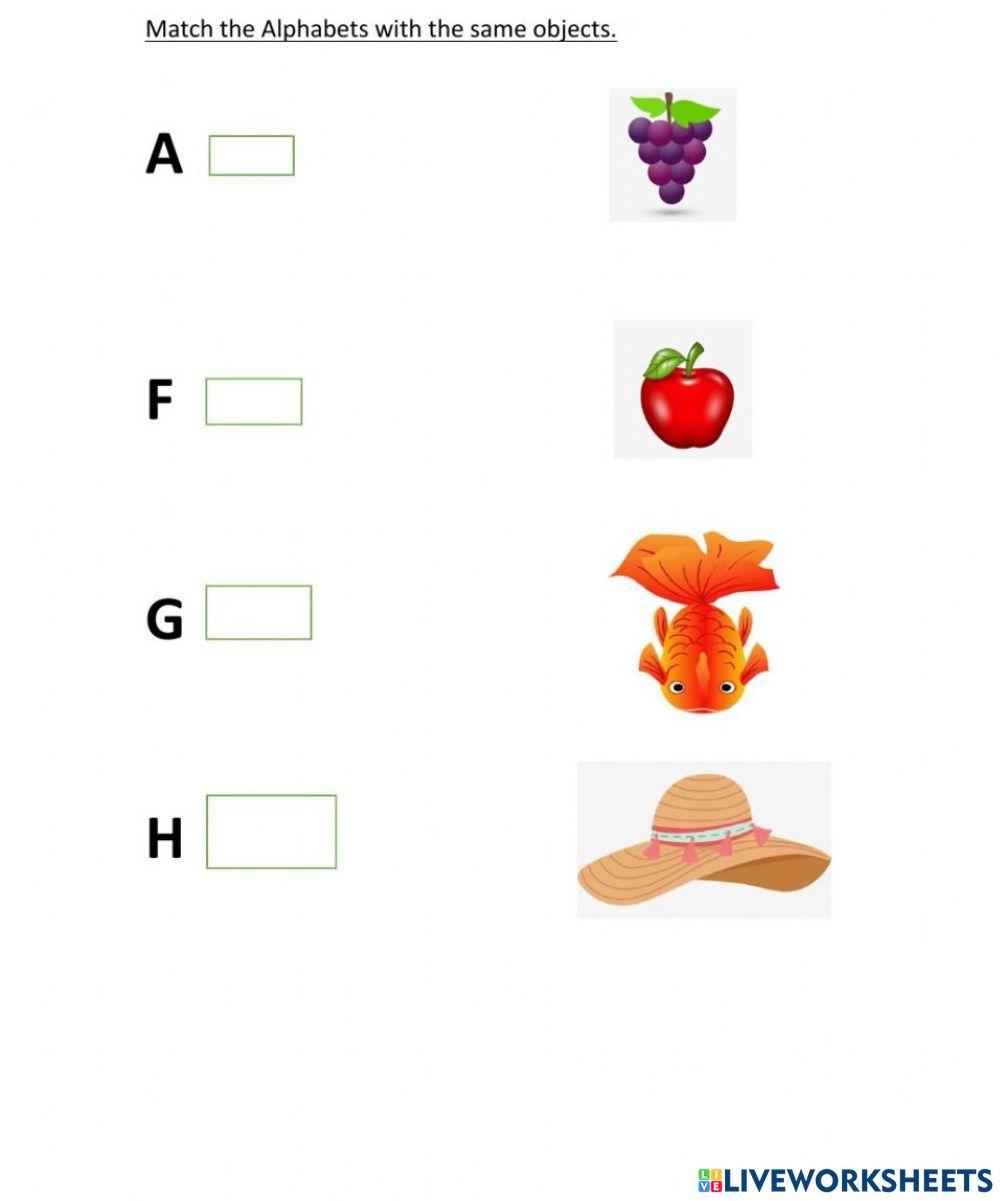 Match the Alphabets with the correct picture