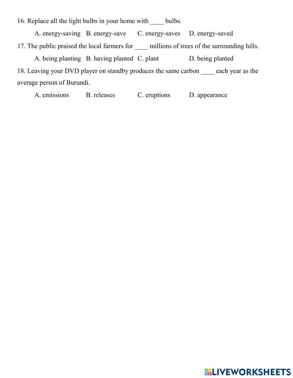 Unit 6.2 - Grammar - Environment