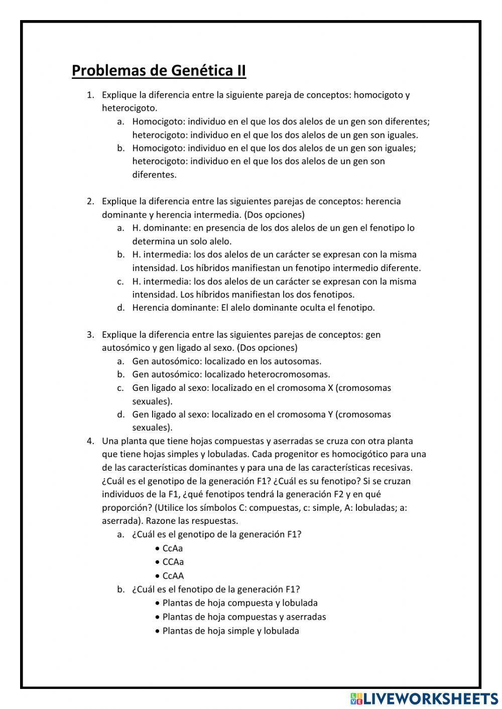 Problemas de Genética II