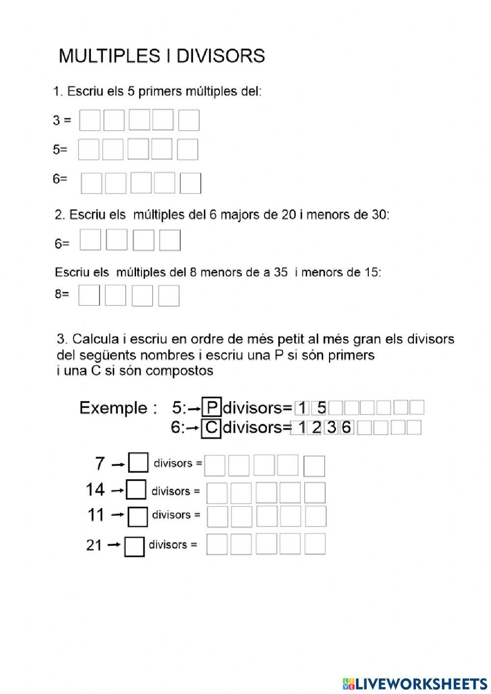 Multiples i divisors