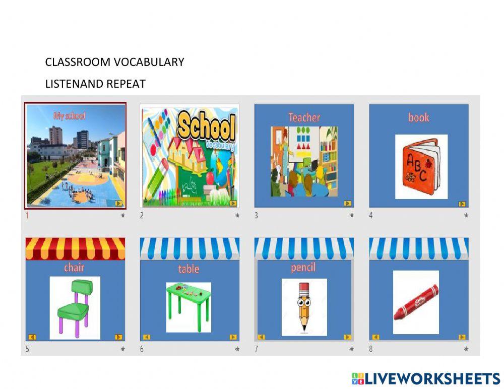 Classroom vocabulary