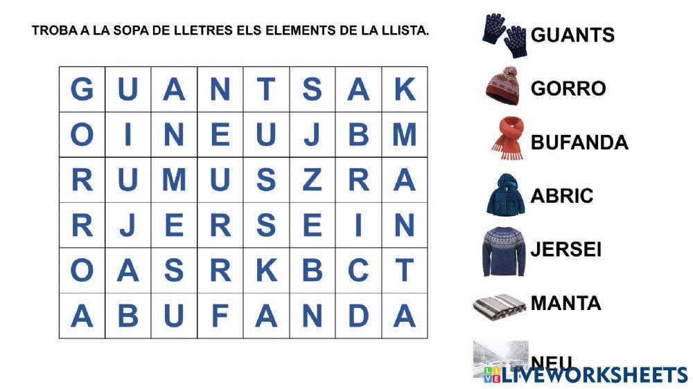 Hivern sopa de lletres