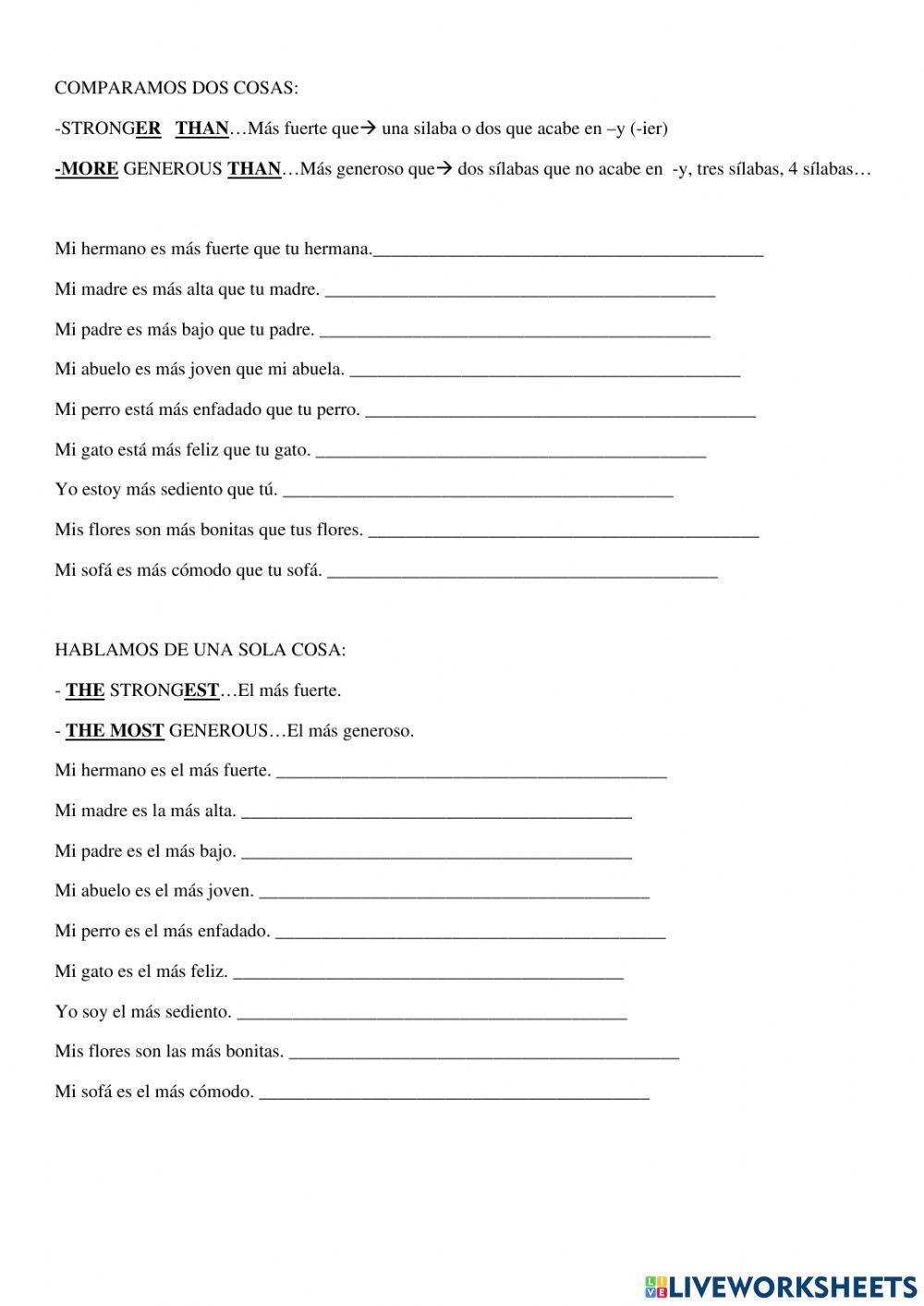 Comparatives and superlatives