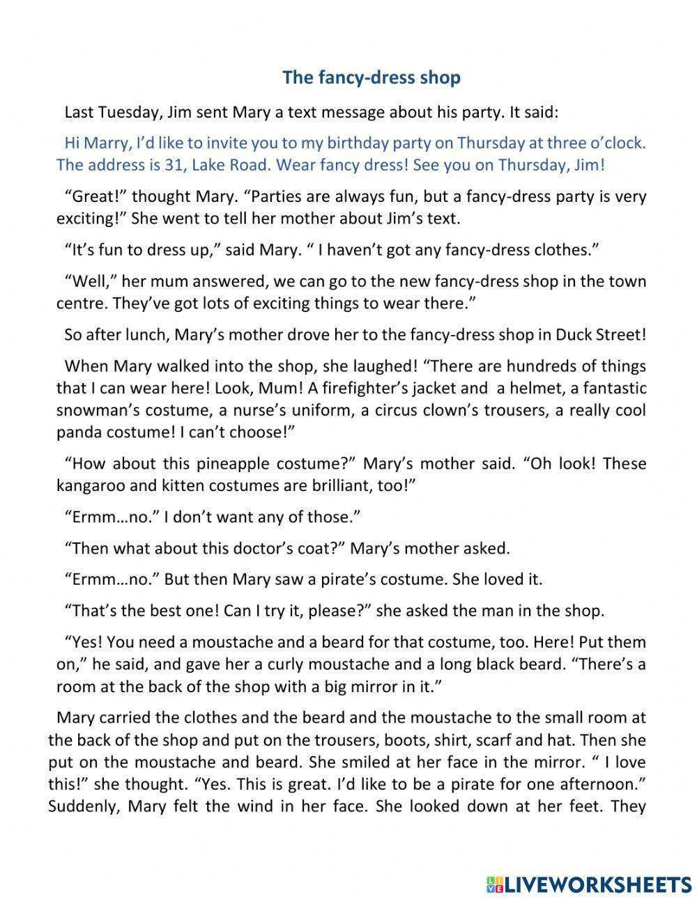 The fancy-dress shop