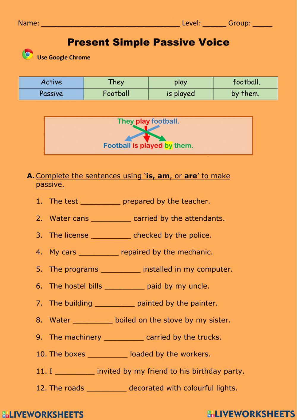 Aktiv Passiv Simple Present Simple Past übungen
