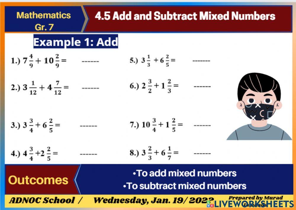 Add Mixed Numbers Example 1