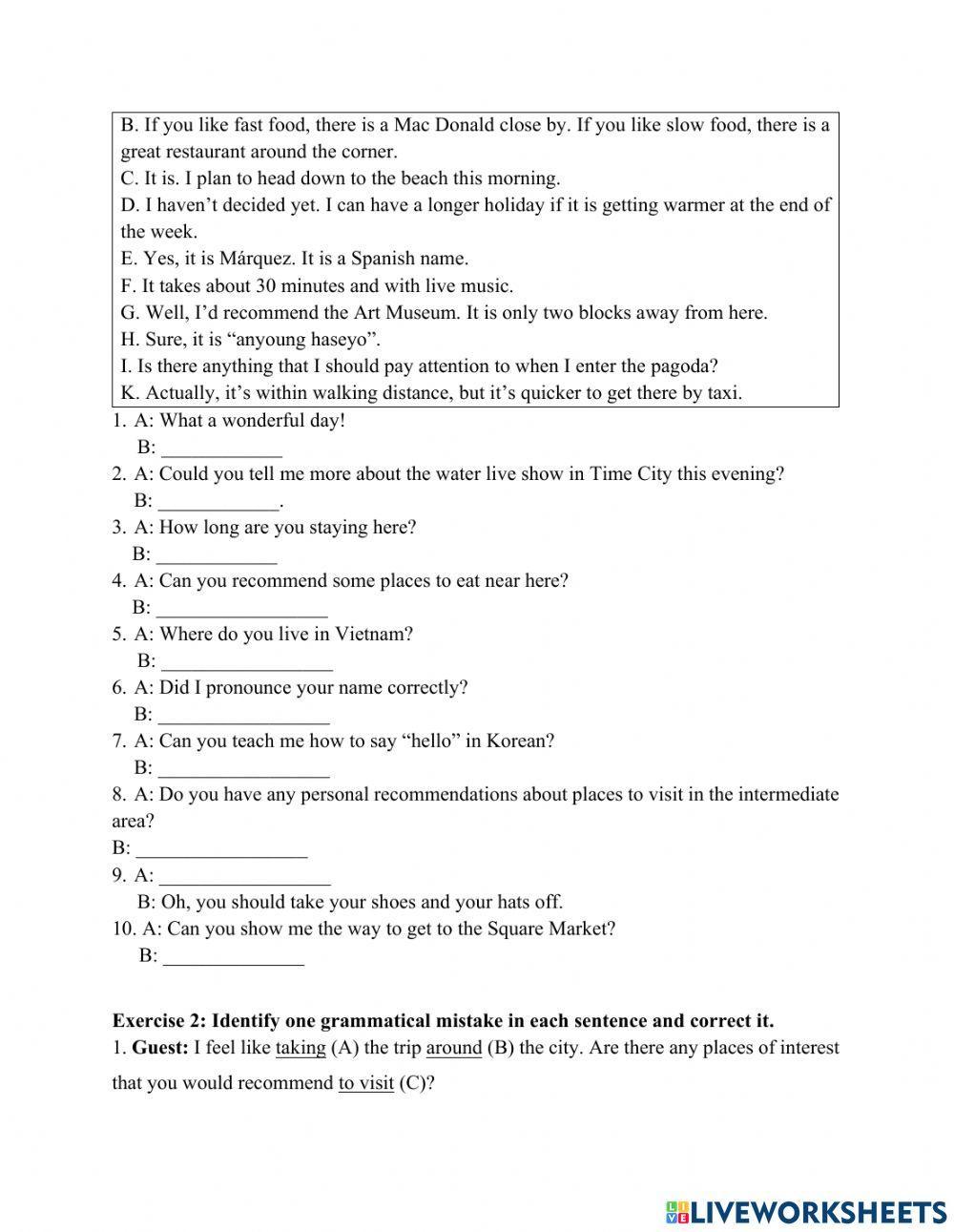 Revision Vocab and Gram-Unit 1-Small Talk